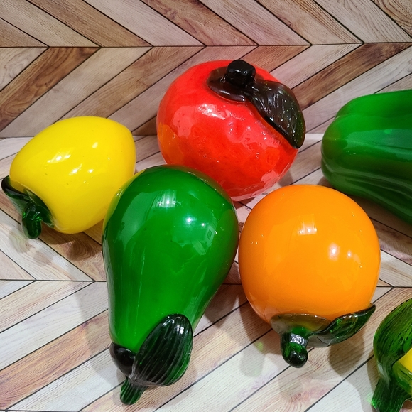 Murano Style Fruit Blown Art Glass Decor - Picture 2 of 16